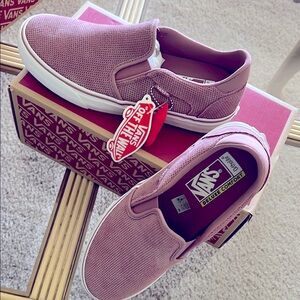 Size 10 women’s Vans Pink Slip-On Sneakers
NWT in box